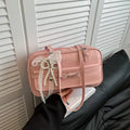 Women's square PU leather shoulder bag with flap closure and double straps in multiple colour options