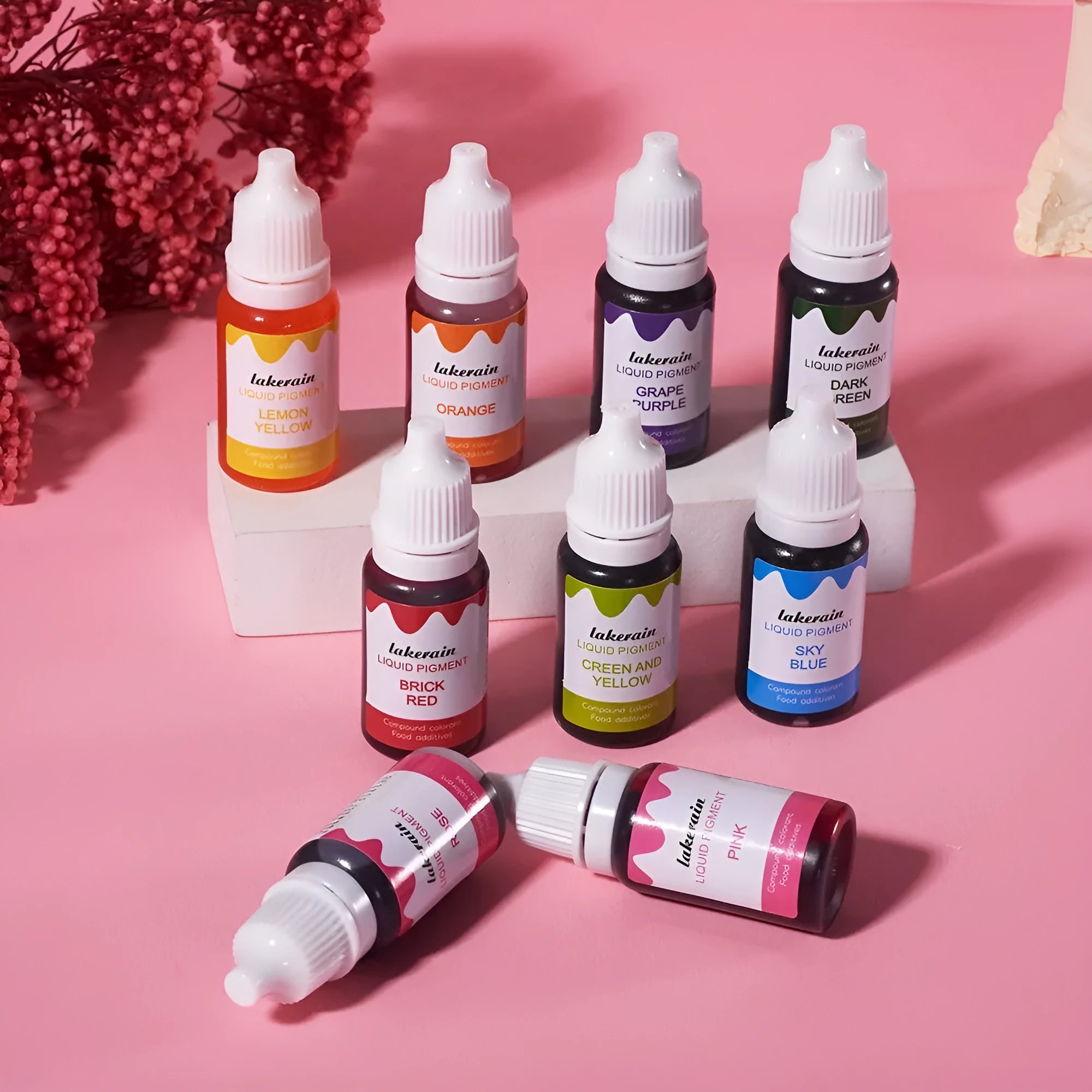 Set of 24 natural food colouring pigment bottles for cream cake and handmade soap with craft accessories