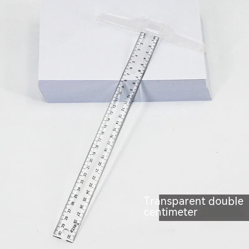 Orange yellow and transparent 30cm plastic T-square rulers for technical drawing