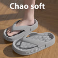 Men's EVA flip flops in various colours on a beach background, showing open-toe injection moulded design.