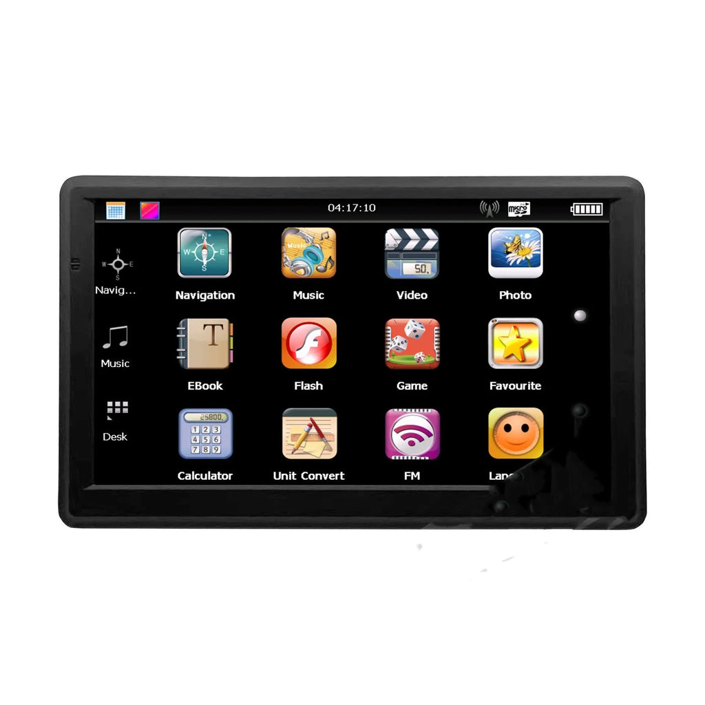 7-inch car GPS navigation device with touch screen display mounted on vehicle dashboard