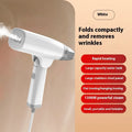 Handheld garment steamer in blue or white with compact design and mechanical controls