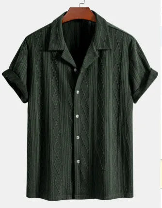 Men's loose fit short sleeve cardigan in solid colour for summer leisure