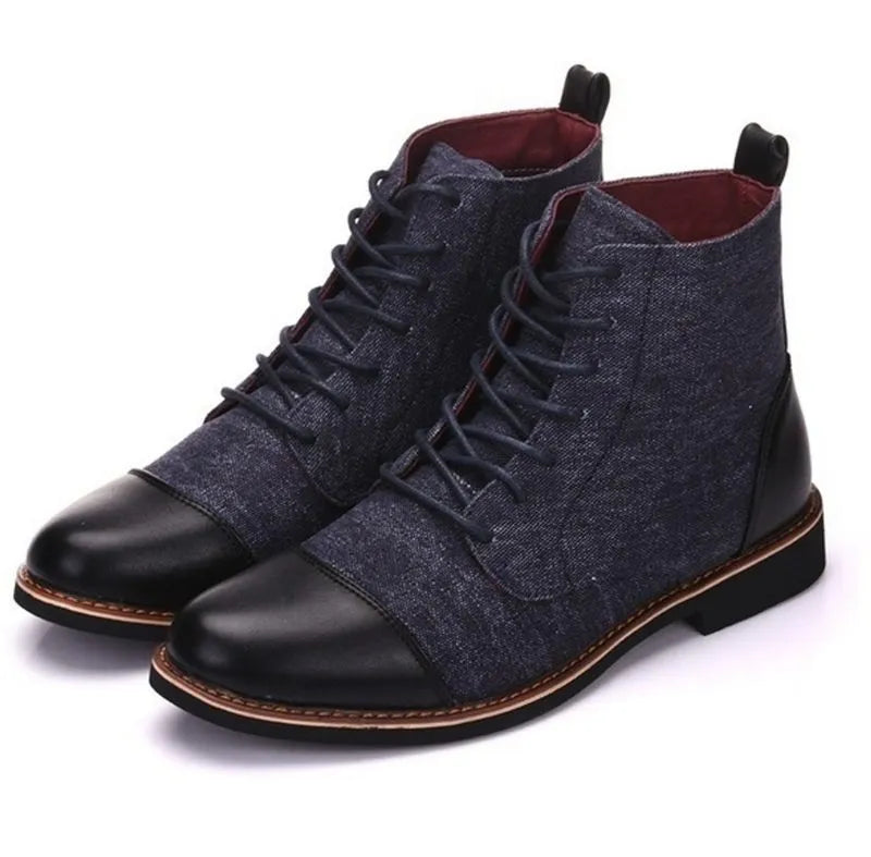 Leather motorcycle boots with metal buckle straps in black, blue, grey or khaki colours