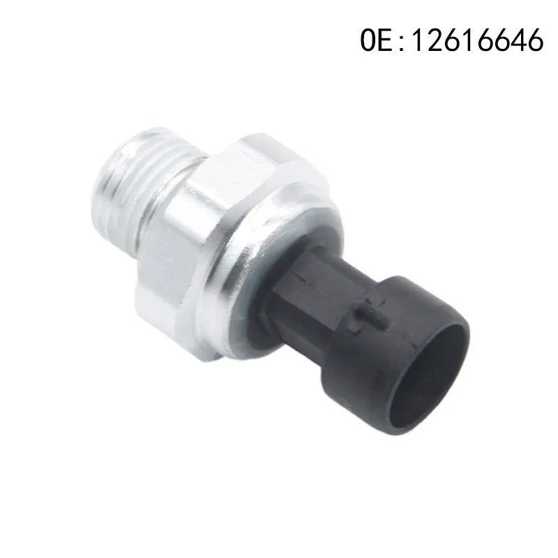 Silver metal fuel pressure sensor for automotive models 12616646 and 12677836.