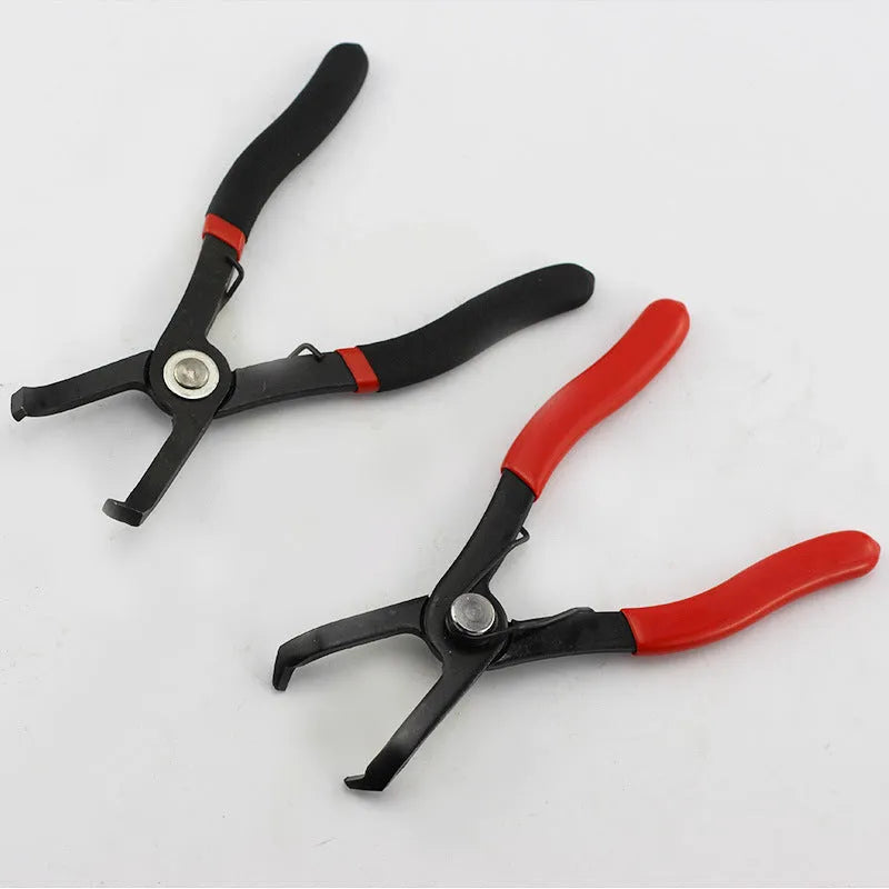 Red interior round nail removal pliers with 50# carbon steel jaws and PVC handle for car door panel repair
