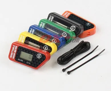 Black waterproof maintenance timer with LCD display for outdoor power equipment service scheduling