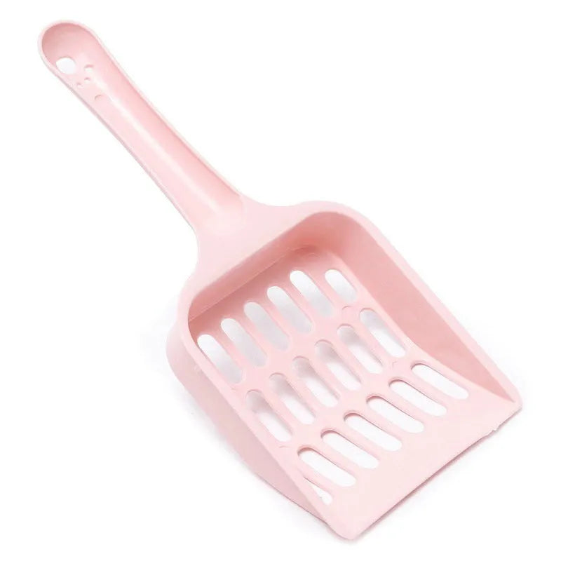 Blue plastic cat litter scoop with 20cm long handle for pet hygiene cleaning