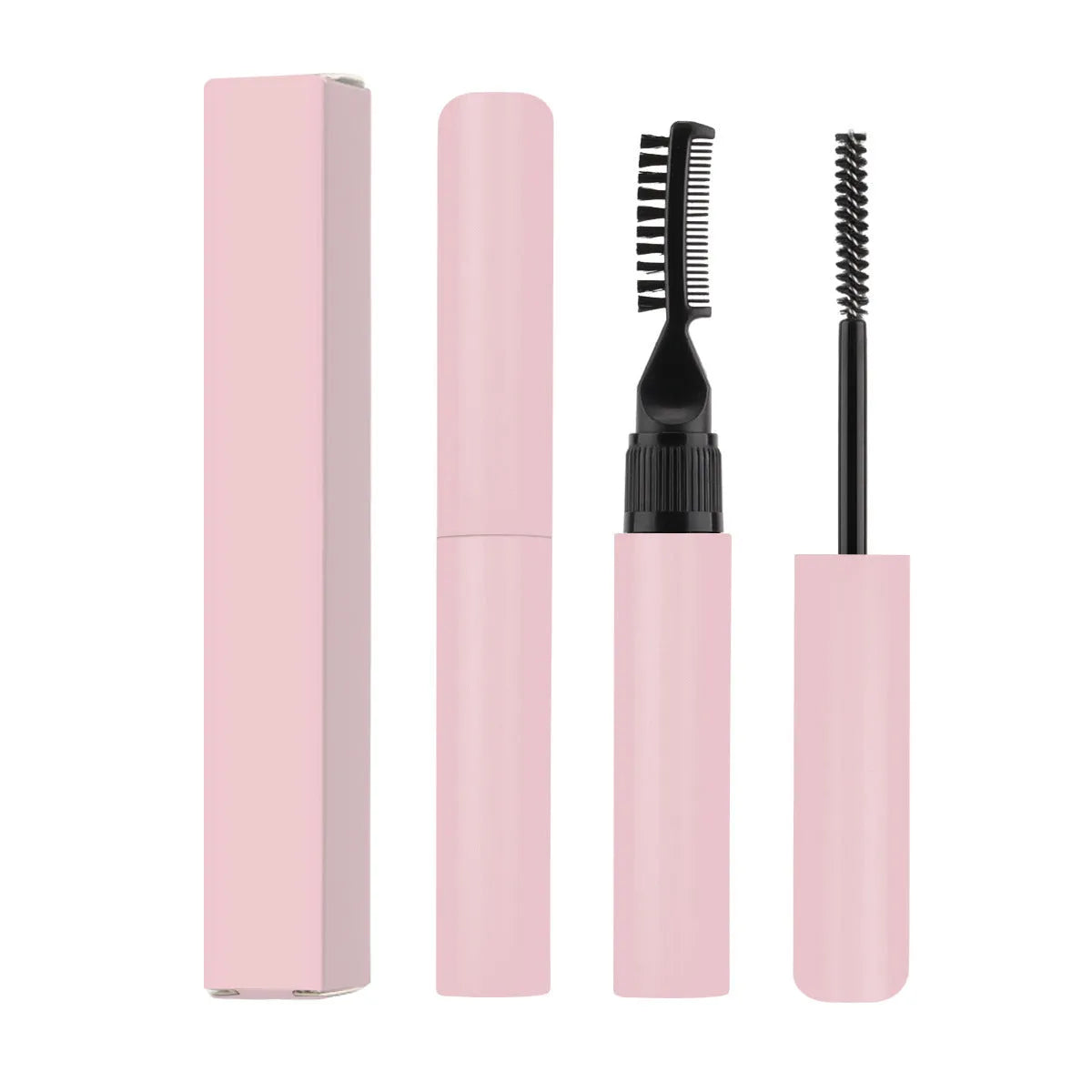 Eyebrow styling brush with pink or white handle for natural wild eyebrow shaping