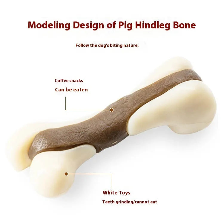 Cowhide and nylon bone grinding rod chew toy for dogs in large and small size options