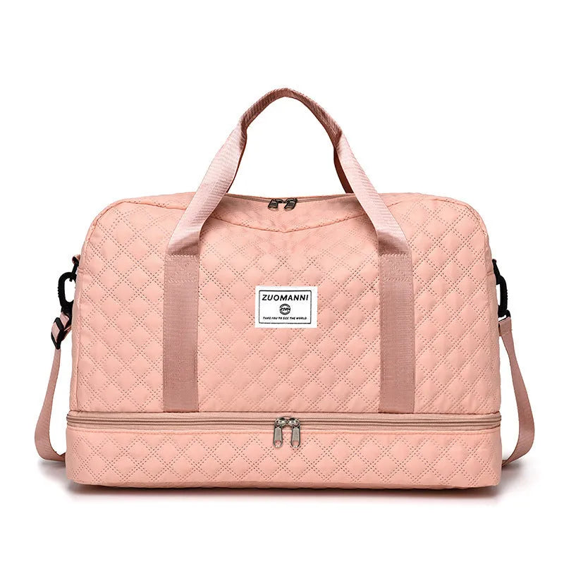 Oxford cloth travel bag with 36-55 litre capacity for leisure trips and buggy use in solid colour options