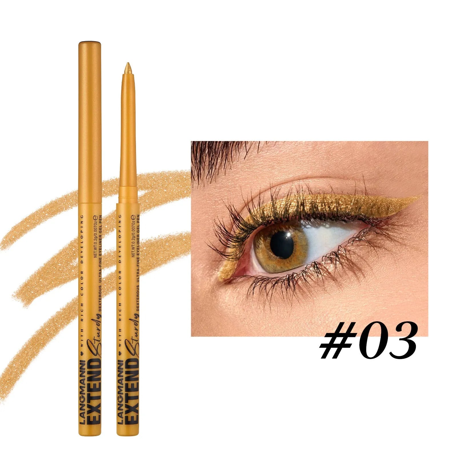 12 colourful gel eyeliner pencils in vibrant shades including glitter and metallic finishes