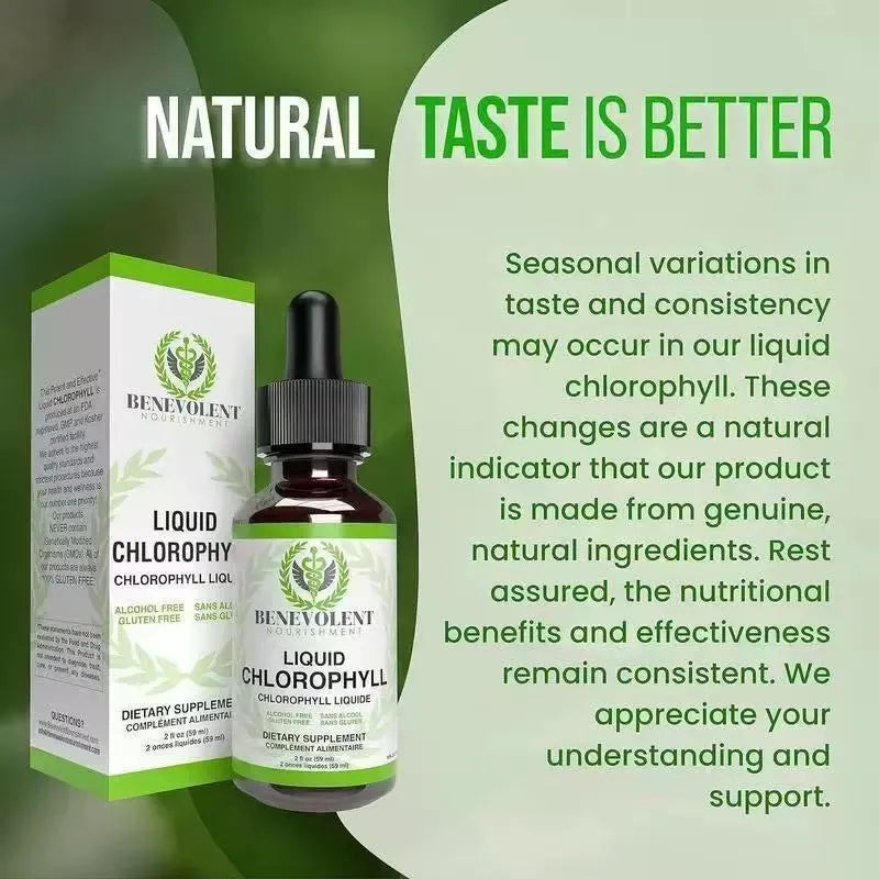 60ml bottle of liquid chlorophyll drops with dropper for adult intestinal care