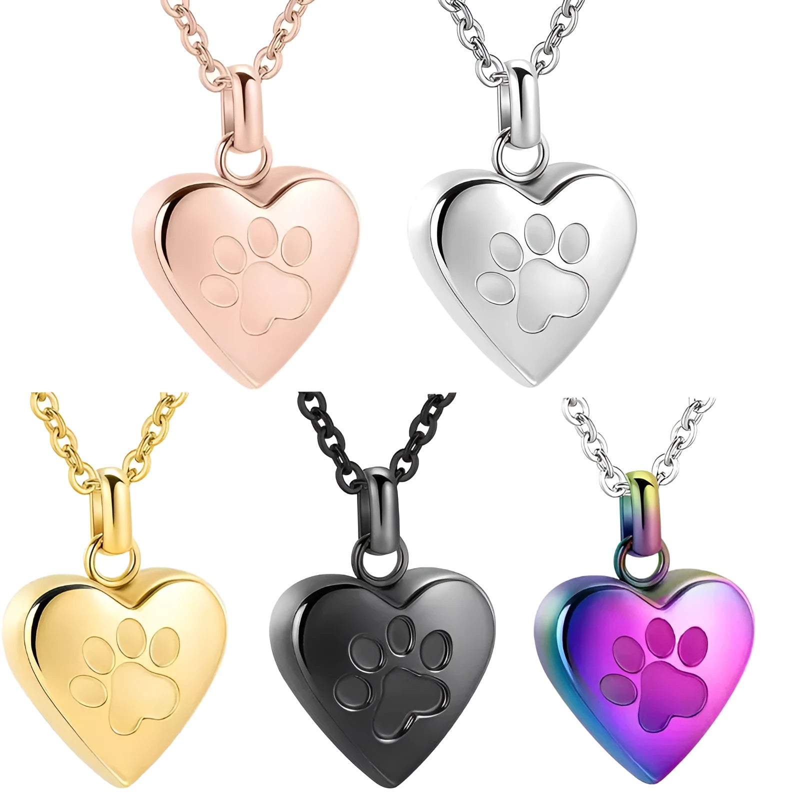 Titanium steel openable heart cinerary necklace for ashes in choice of five colours