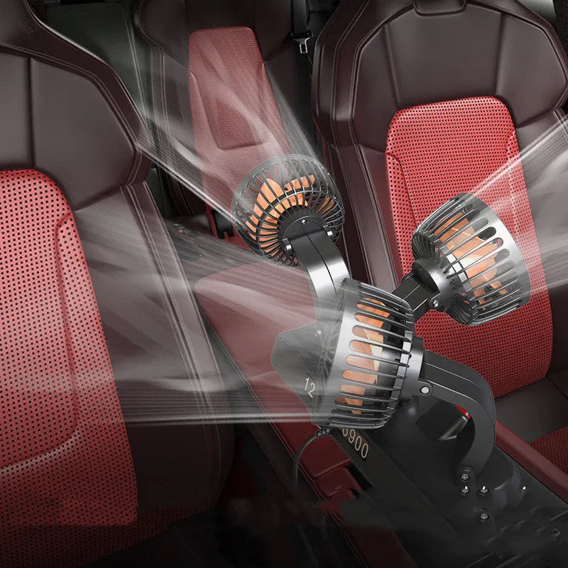 Triple head 12V/24V automotive electric cooling fan with adjustable airflow direction