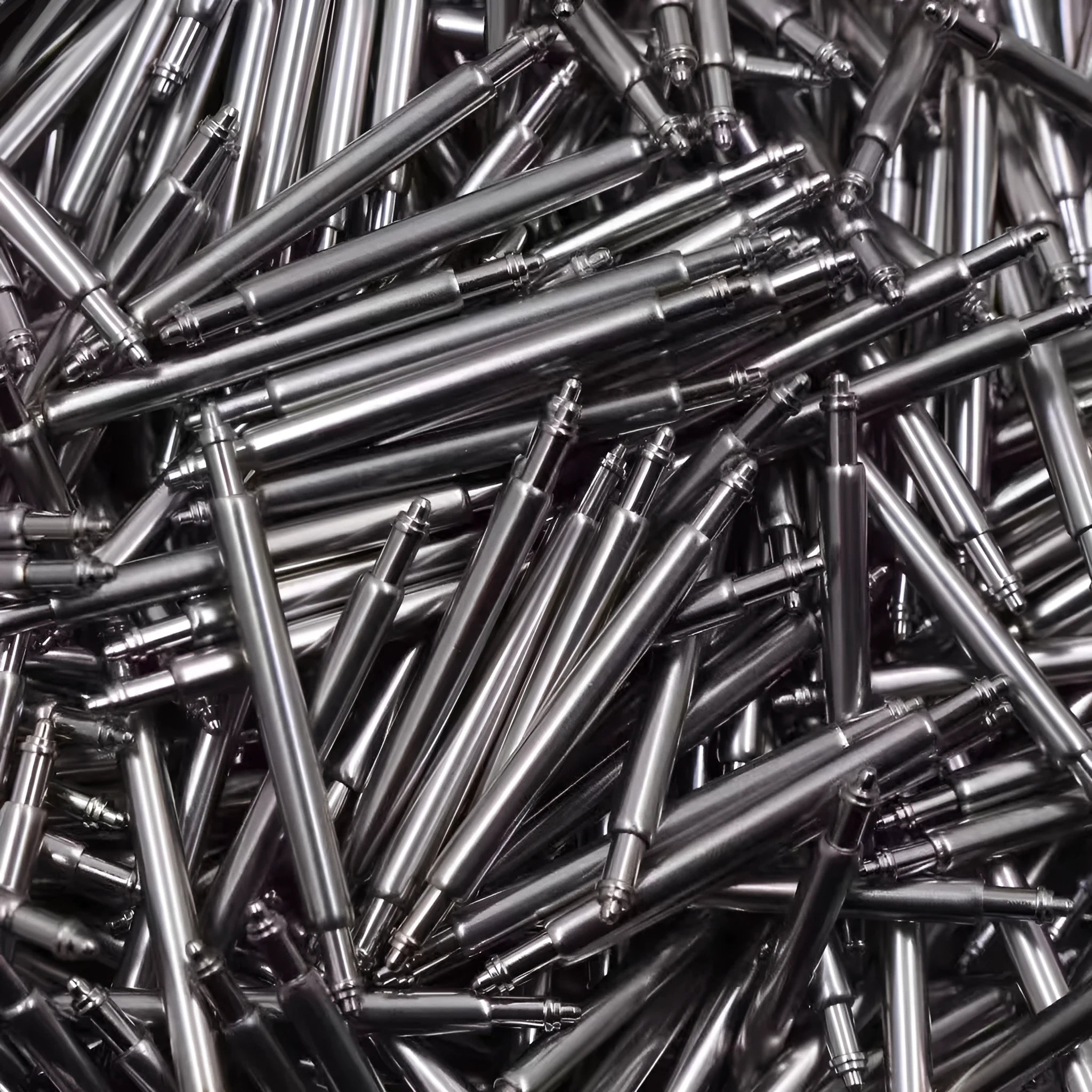 Watch auricular needle spring shaft component for repair in sizes 21mm to 26mm.