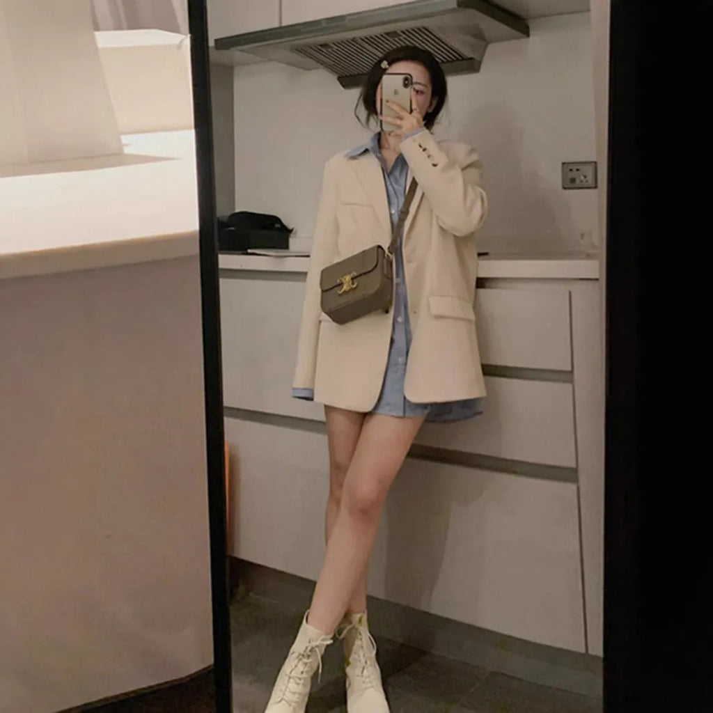 Korean-style fried street small suit jacket in solid colour with pocket details