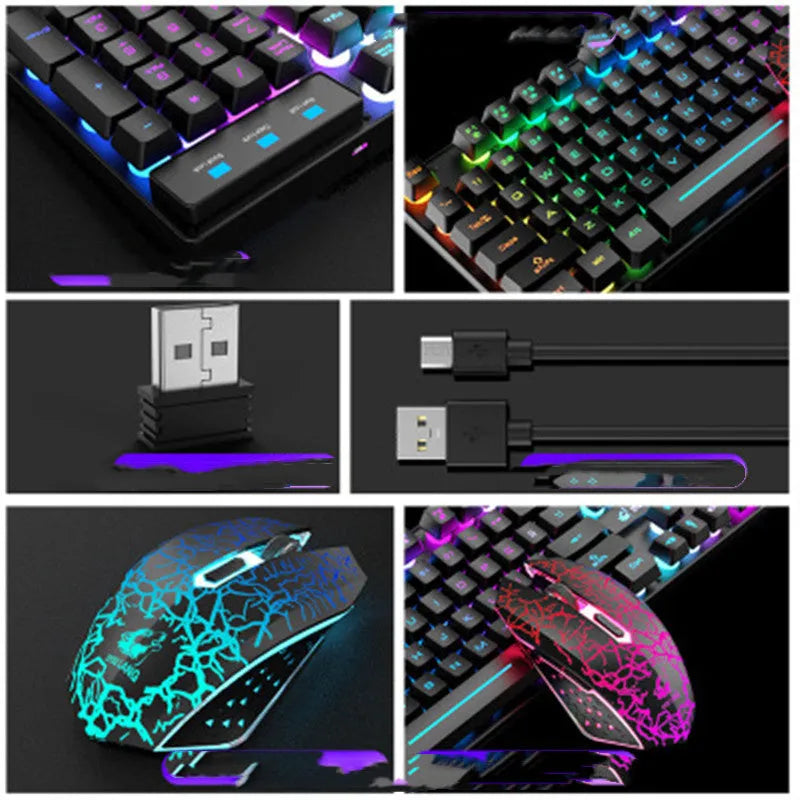 T3 wireless charging keyboard and mouse set with backlight in black, white, or orange colour options