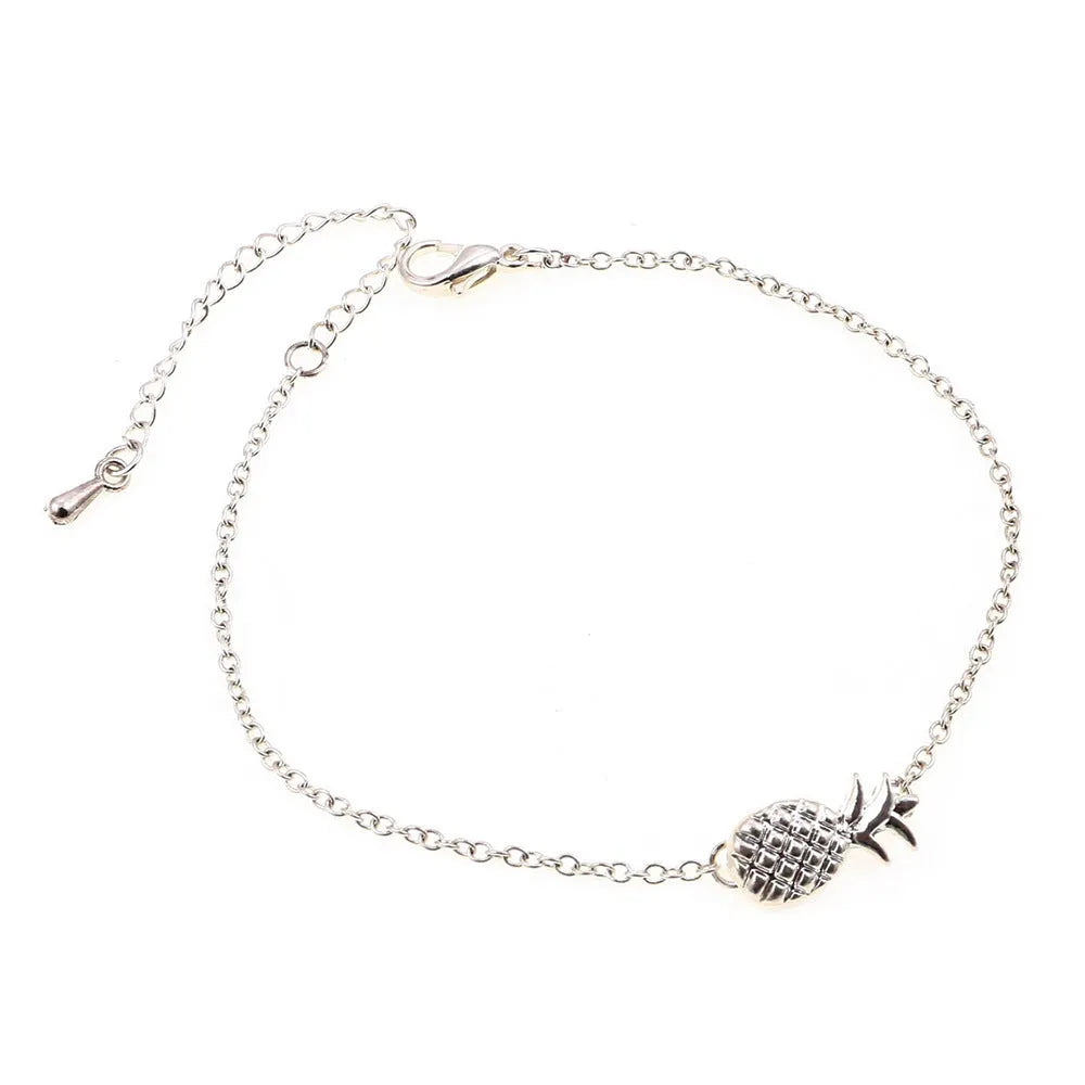 Women's alloy bracelet with a simple pineapple shape in gold or silver finish.