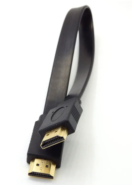 Flat design HDMI cable version 1.4 showing connectors and seven available length options