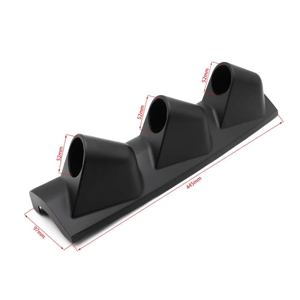 Black three-hole 52mm car instrument stand for right-drive gauge mounting
