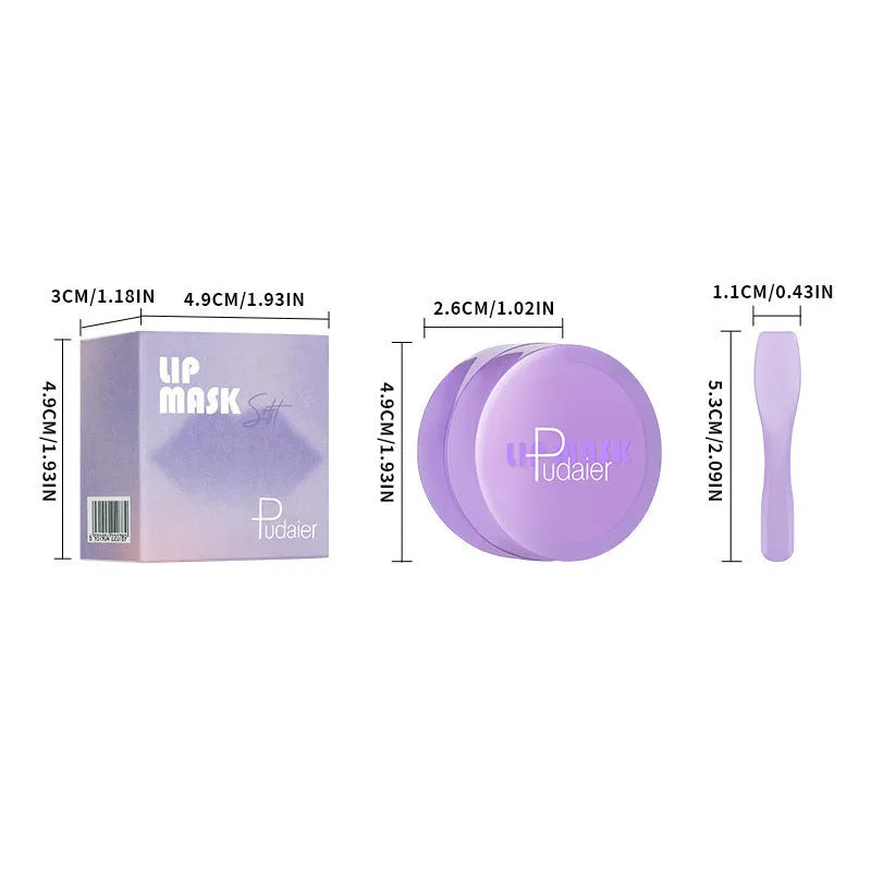 Box containing 10ml exfoliating lip balm and a lip scraper tool for dry lip care