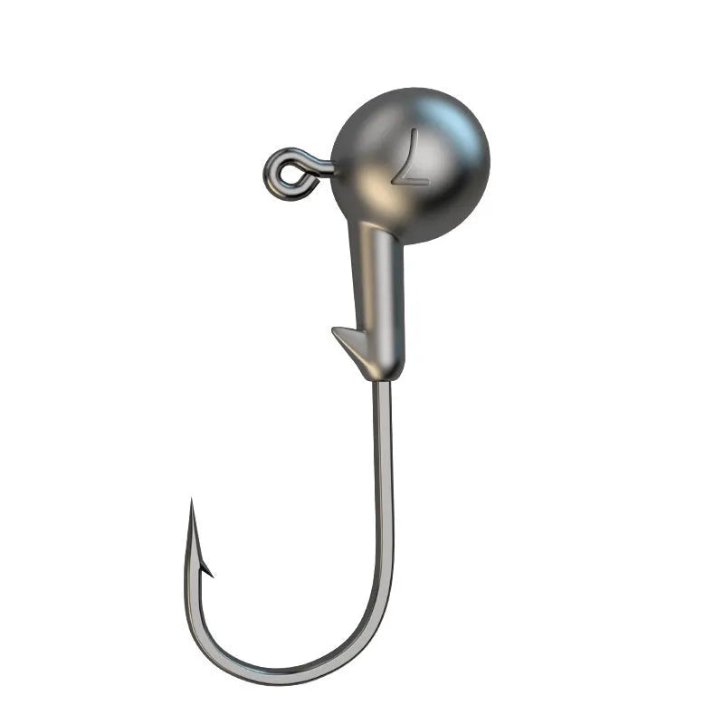 Set of 50 jig fishing hooks with strengthened construction and lead-headed designs in primary colours