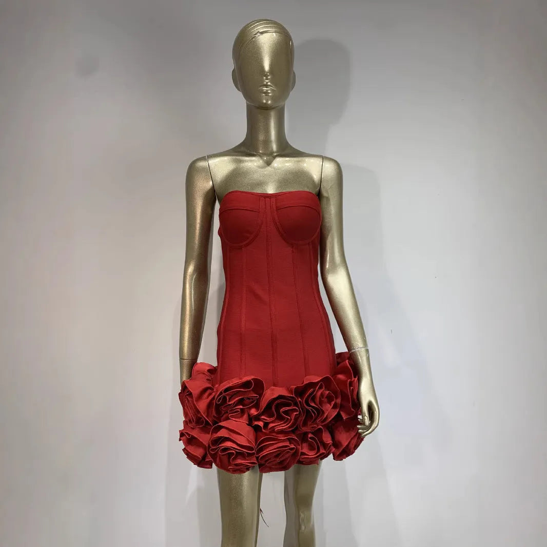 Women's solid colour urban style polyester dress in red, white, or black with mid waist