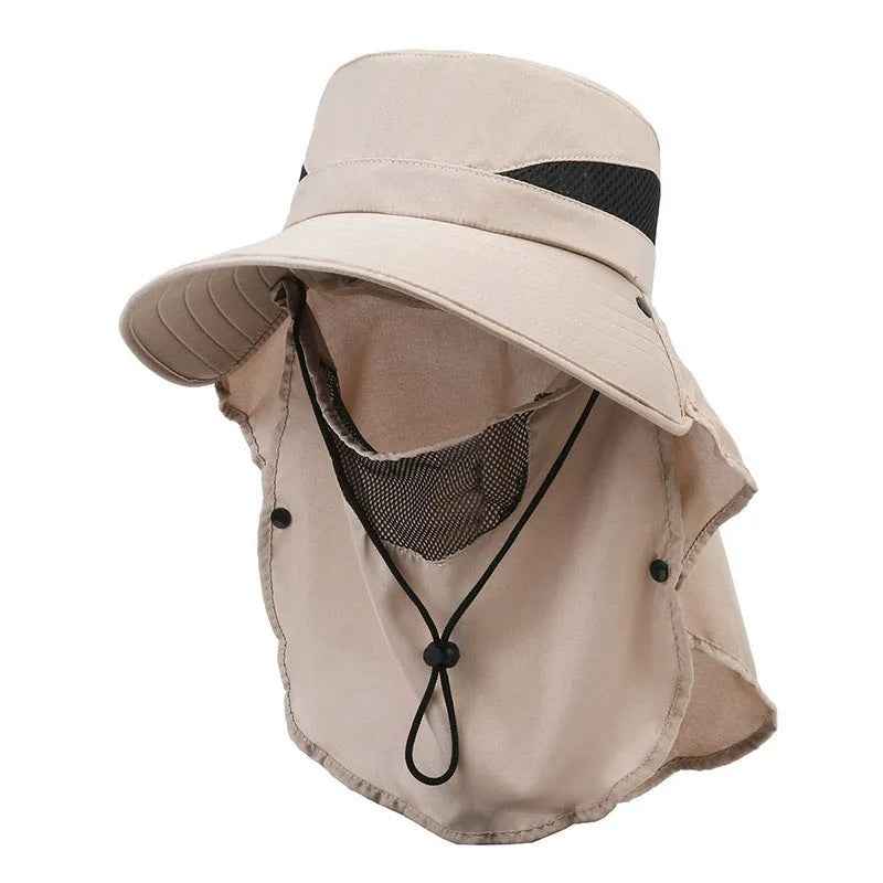 Men's adjustable polyester fisherman sun hat with wide brim in dark blue colour