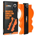 10-inch contour gauge tool with stainless steel pins and a locking belt on a blue ABS body.