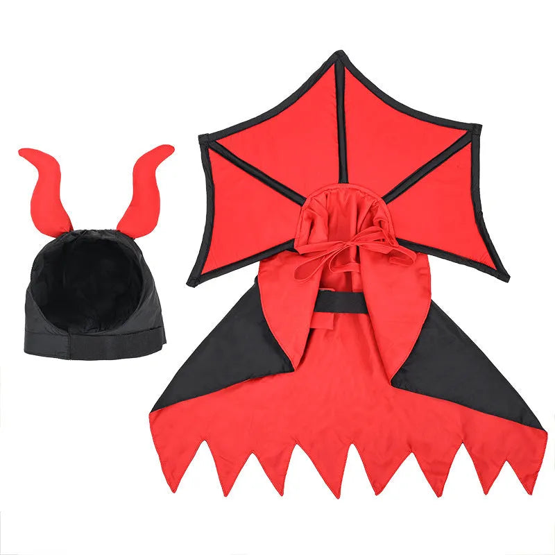 Black pet vampire costume with cloak and hat for Halloween dress up