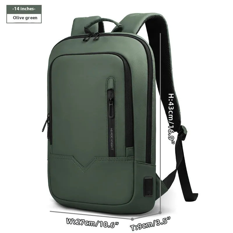 Lightweight polyester laptop backpack with USB charging port in multiple colour options