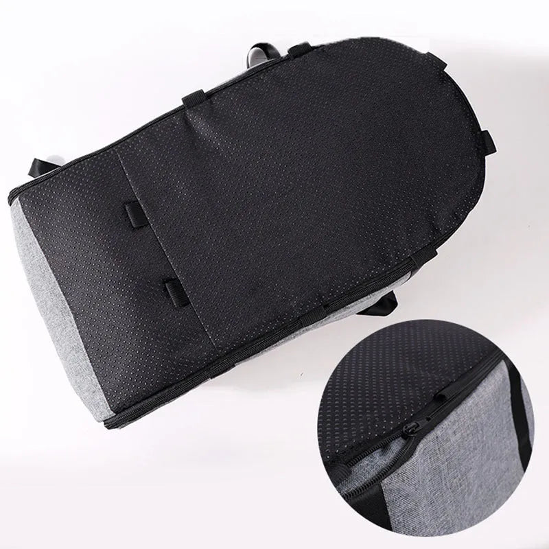 Outdoor cloth dog kennel for car travel in grey, blue, or red colour options.