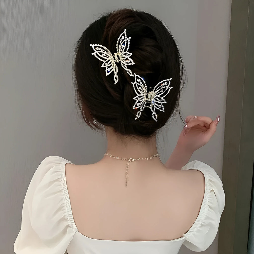 Butterfly hair clip barrette for women with alloy construction and decorative design