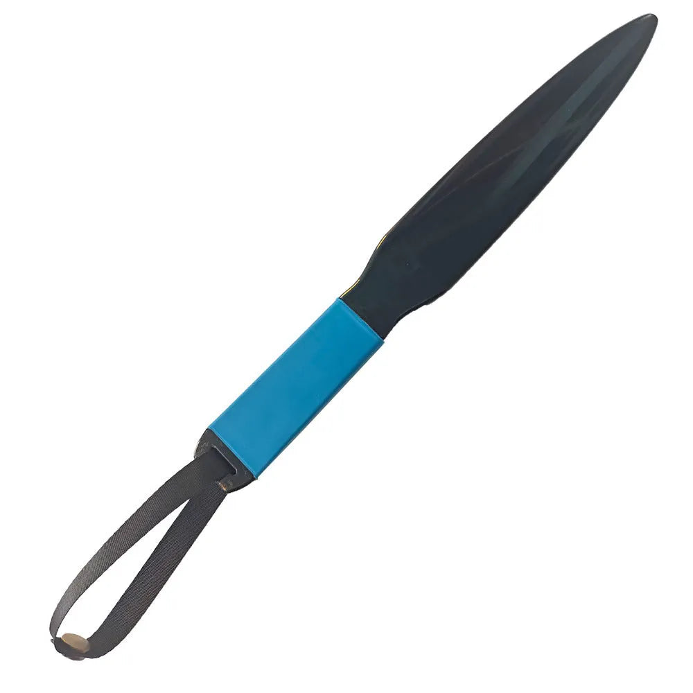 Blue handled dog break stick made of nylon, measuring 35 cm long, for training small and medium dogs.