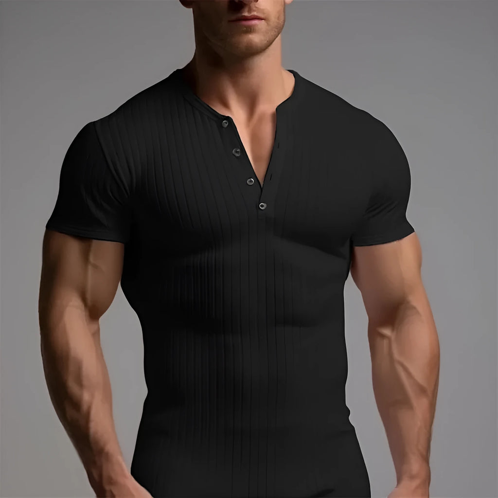 Slim-fit men's sports muscle t-shirt in army green, showing short sleeves and solid colour design.