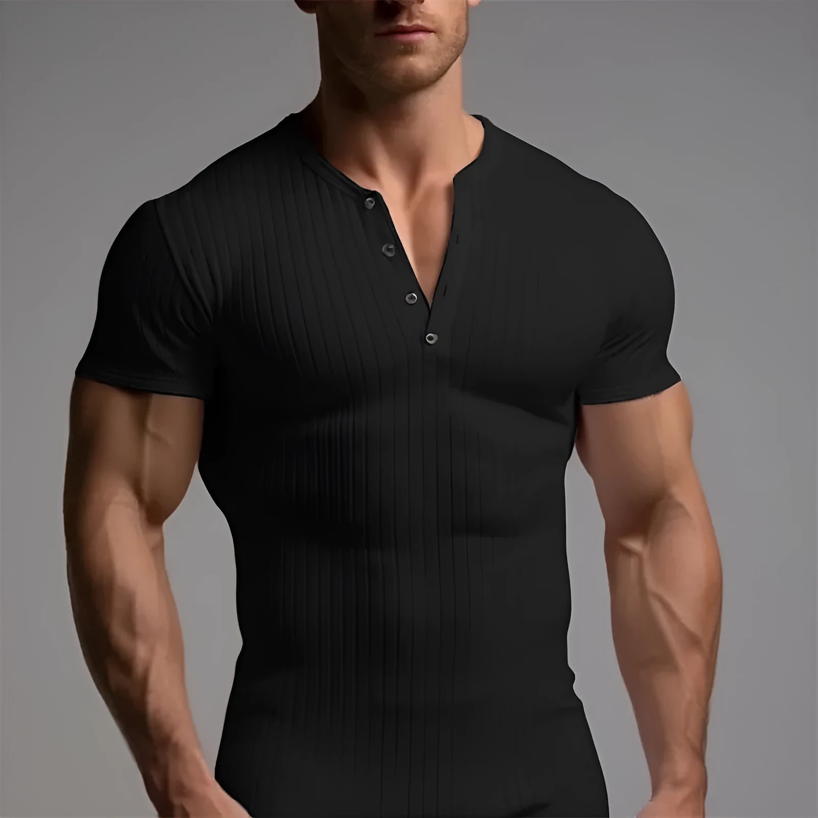 Slim-fit men's sports muscle t-shirt in army green, showing short sleeves and solid colour design.