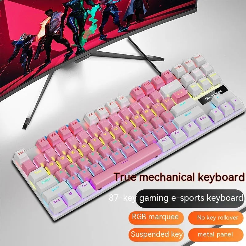 K87 mechanical keyboard with metal housing and 1.4m cable in selected colour with green or red axis switches