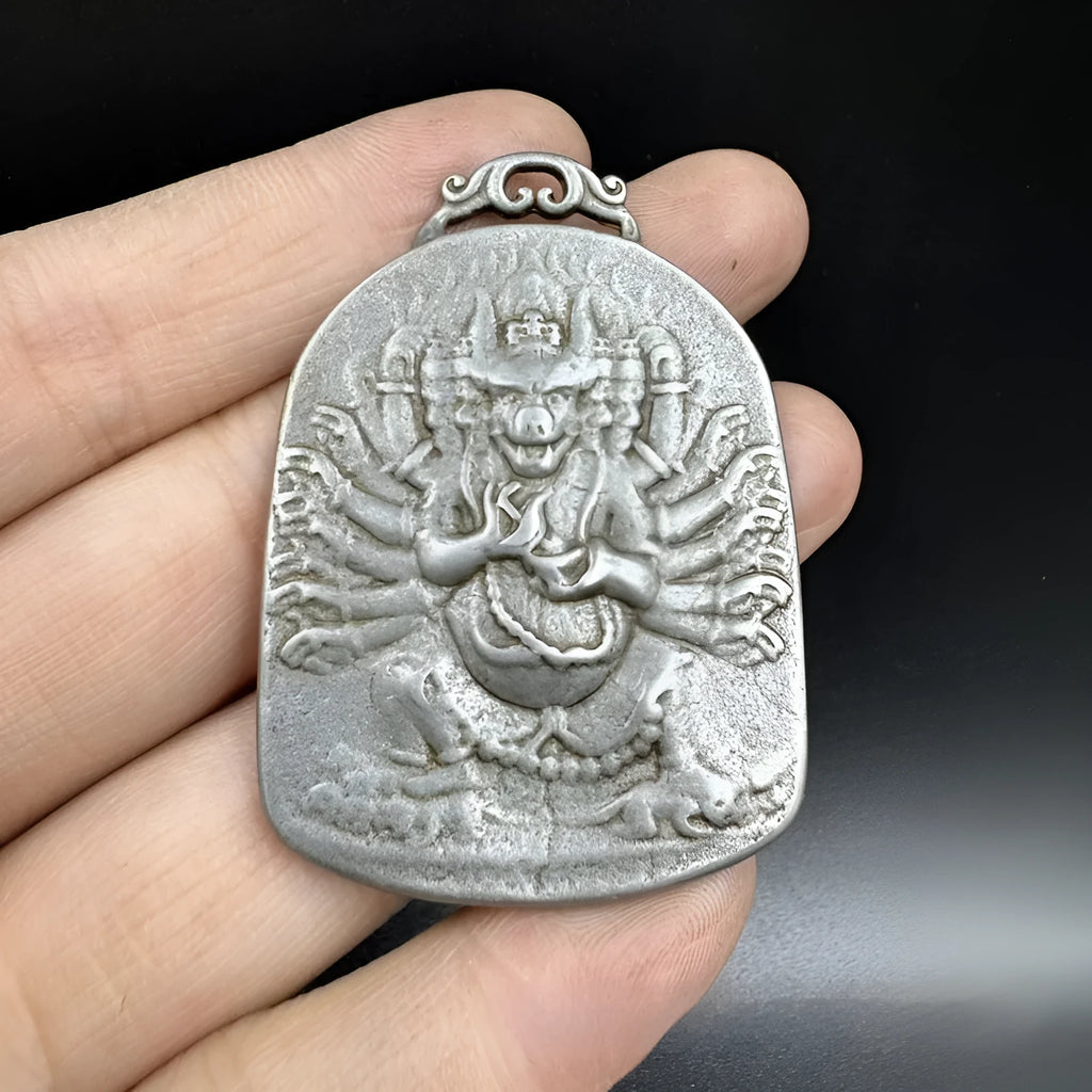 Chinese style iron pendant ornament with Aryaacalanatha Yamantaka design