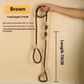 Brown nylon dog lead with P chain section and hand holding rope, 2.1 metres long
