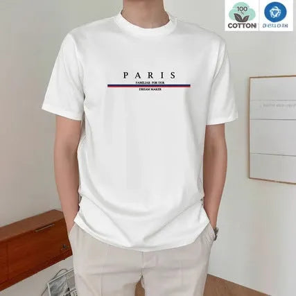 Men's heavy letter printed cotton T-shirt in loose casual fit available in four colours