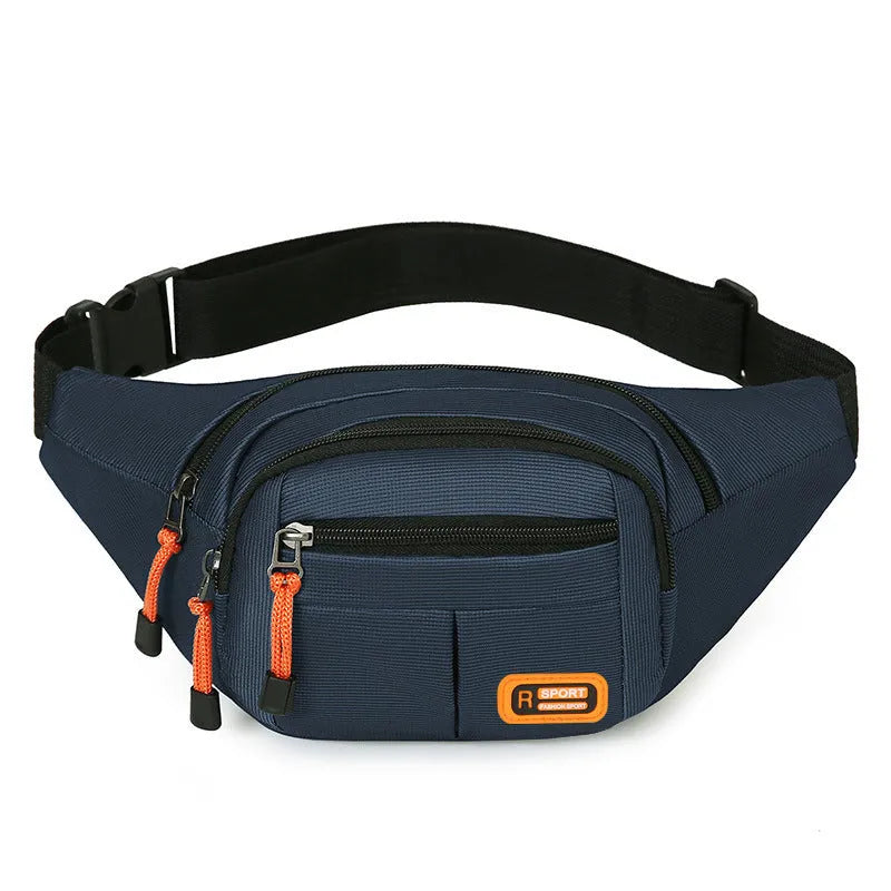 Waterproof slanted chest bag in black colour with adjustable crossbody strap