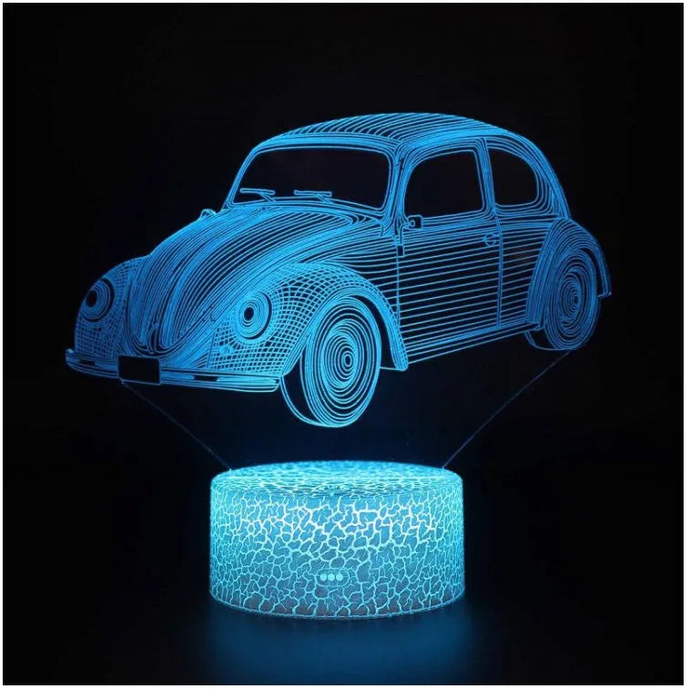 Colourful LED table lamp with touch remote control on black base