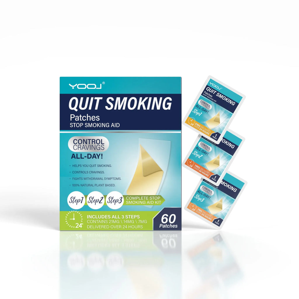 Box of 30 clear skin-coloured plant extract nicotine patches for smoking cessation