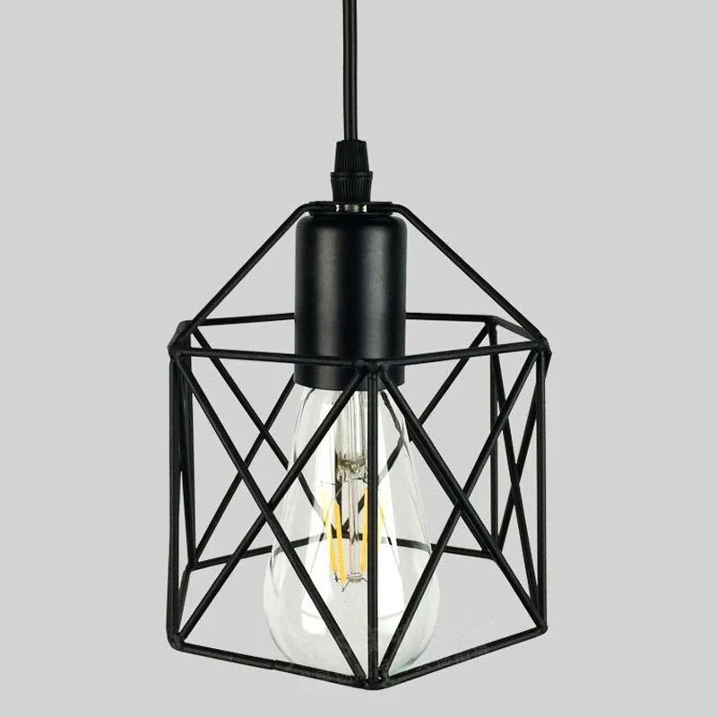 American country style decorative light fixture with a horizontal iron shade.