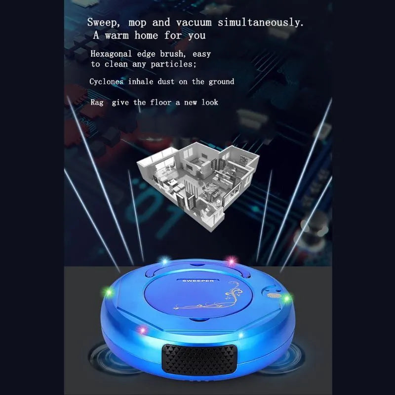 Lazy Smart Vacuum Cleaner Robot in black colour cleaning marble floor with 1800Pa suction