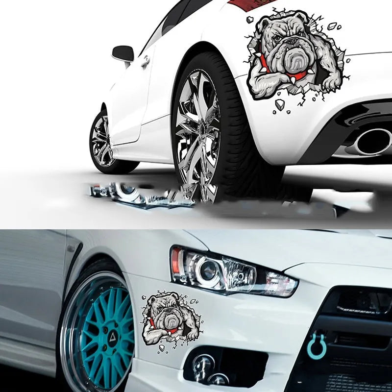 Grey dog pattern motorcycle bumper sticker on a 17cm by 17cm paper decal.