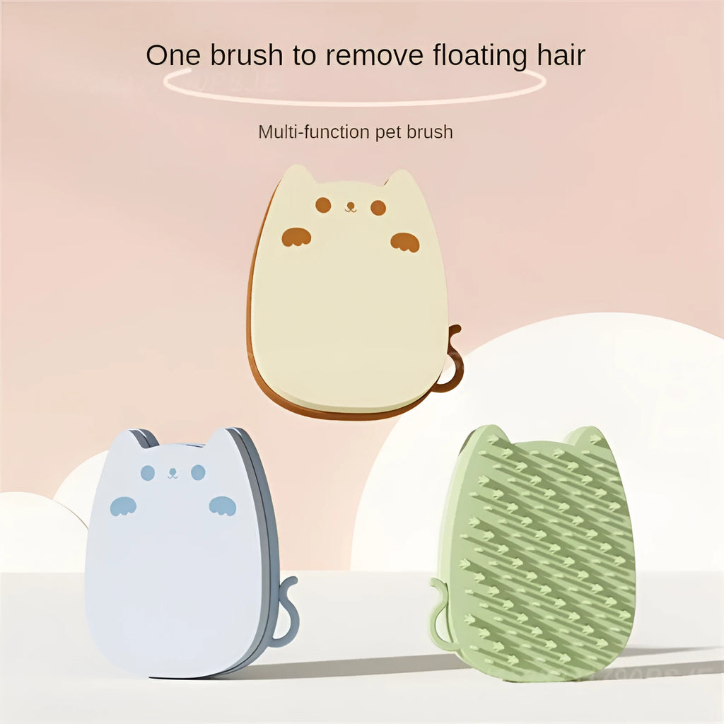 Brown blue green sponge silicone pet grooming comb for cats and dogs with dual teeth design