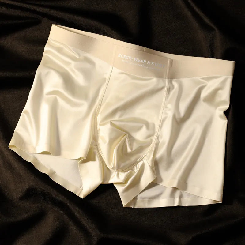 Men's colourblock Ice Silk seamless underwear in Moonlight Blue colour.