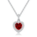 Sterling silver heart pendant necklace with natural gemstone on adjustable cross chain